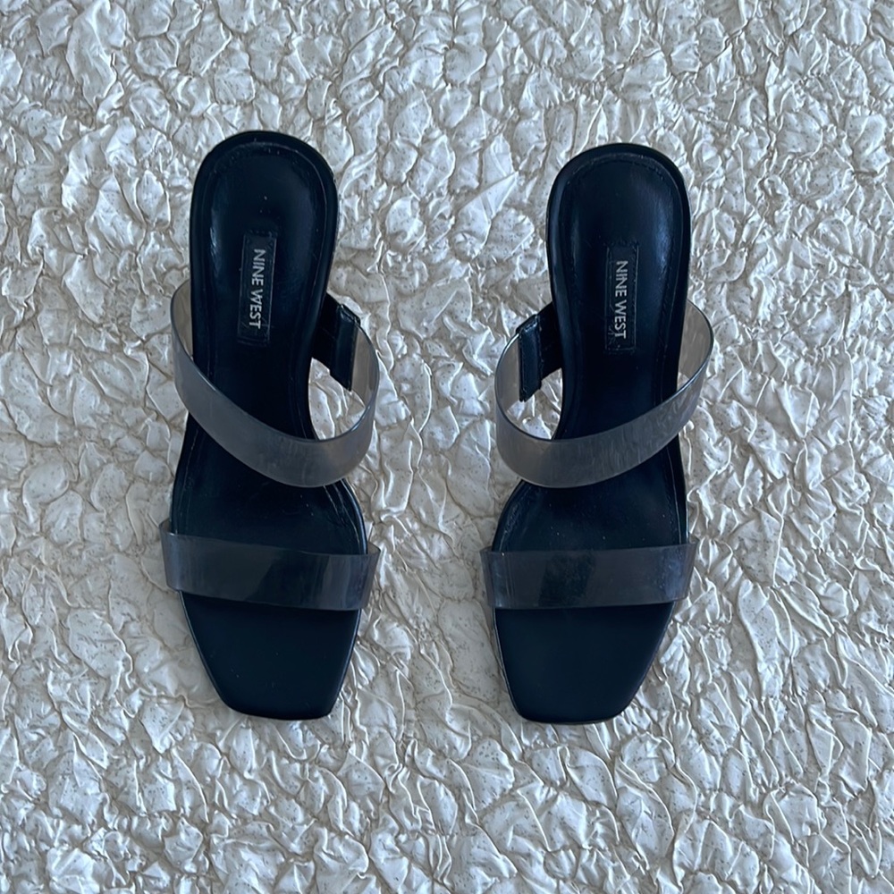 NINE WEST clear / black heels